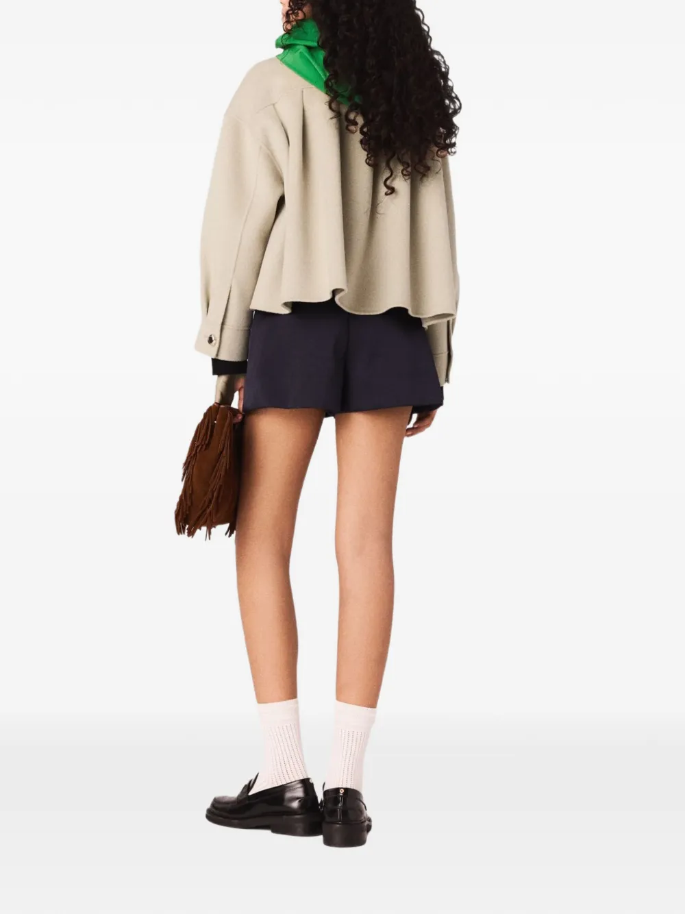 Maje Wollen jack met plooien Beige