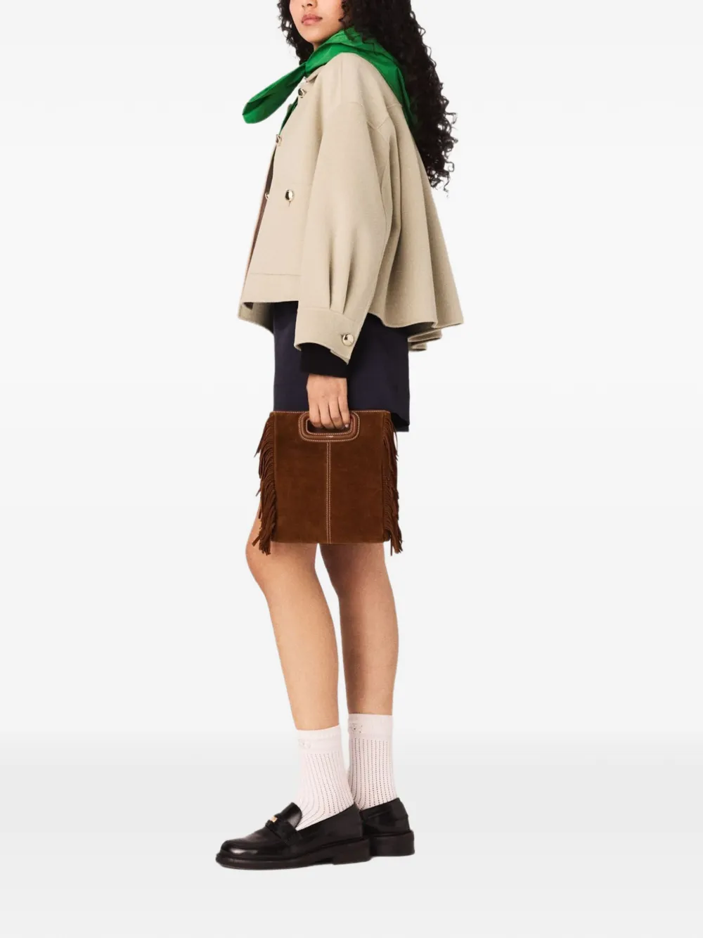 Maje Wollen jack met plooien Beige