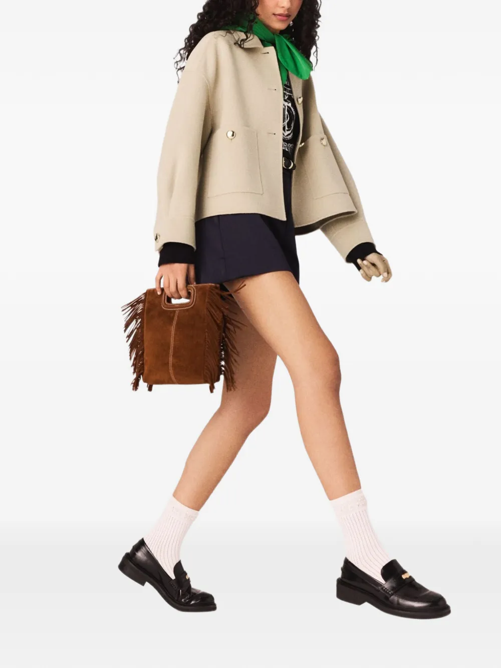 Maje Pleated-back Button Jacket - Neutrals 