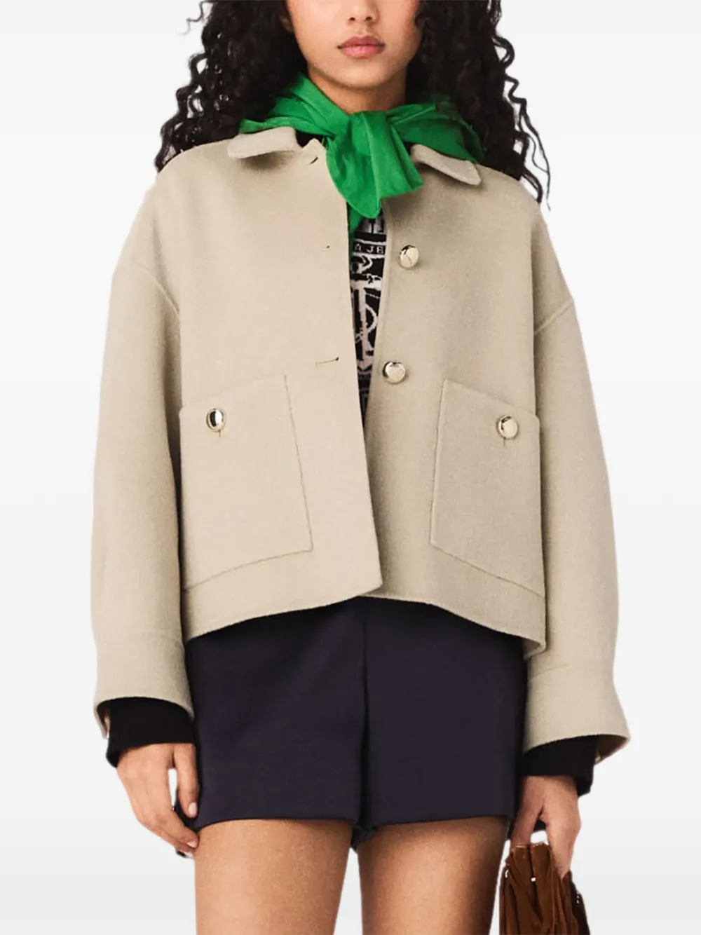 Maje pleated-back button jacket - Toni neutri