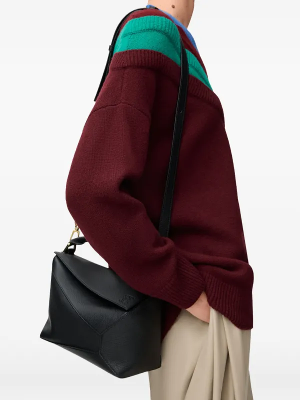 LOEWE Small Puzzle Edge Leather Tote Bag | Black | FARFETCH JO