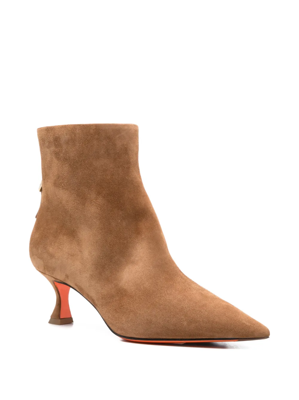Santoni point-toe suede boots Beige