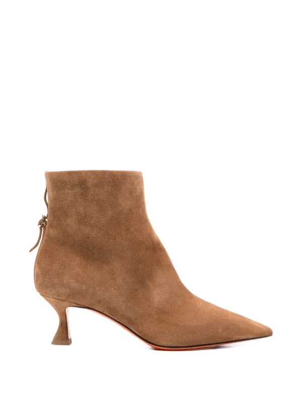 Santoni Point-toe Suede Boots in Neutrals