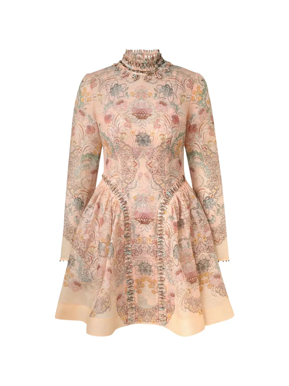 ZIMMERMANN floral-print high-neck mini dress - Toni neutri
