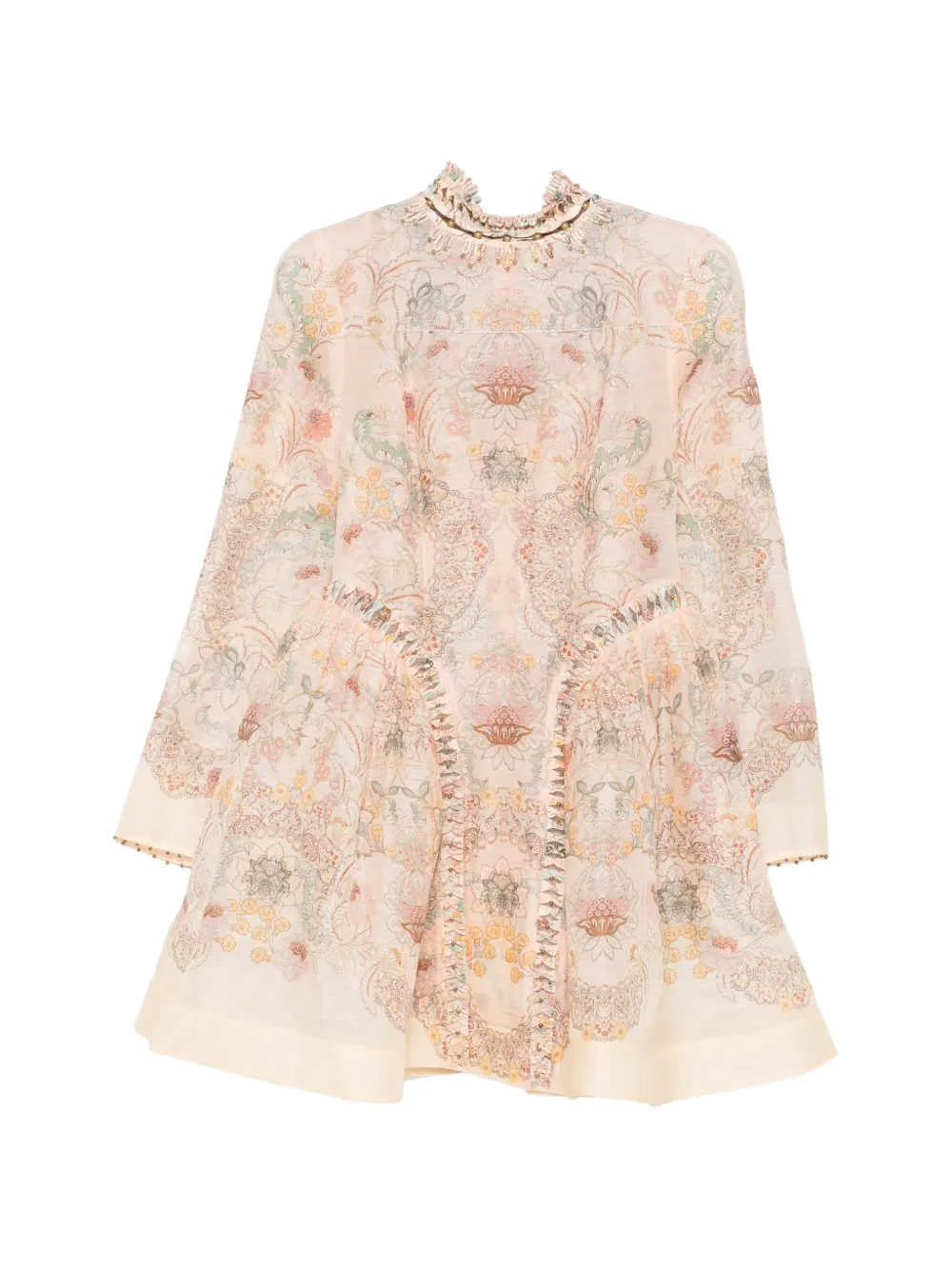 ZIMMERMANN floral-print high-neck mini dress - Nude