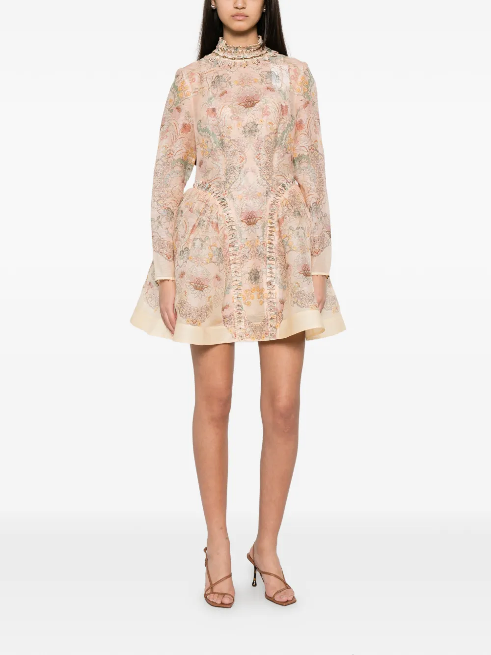 ZIMMERMANN Midi-jurk met bloemenprint Roze