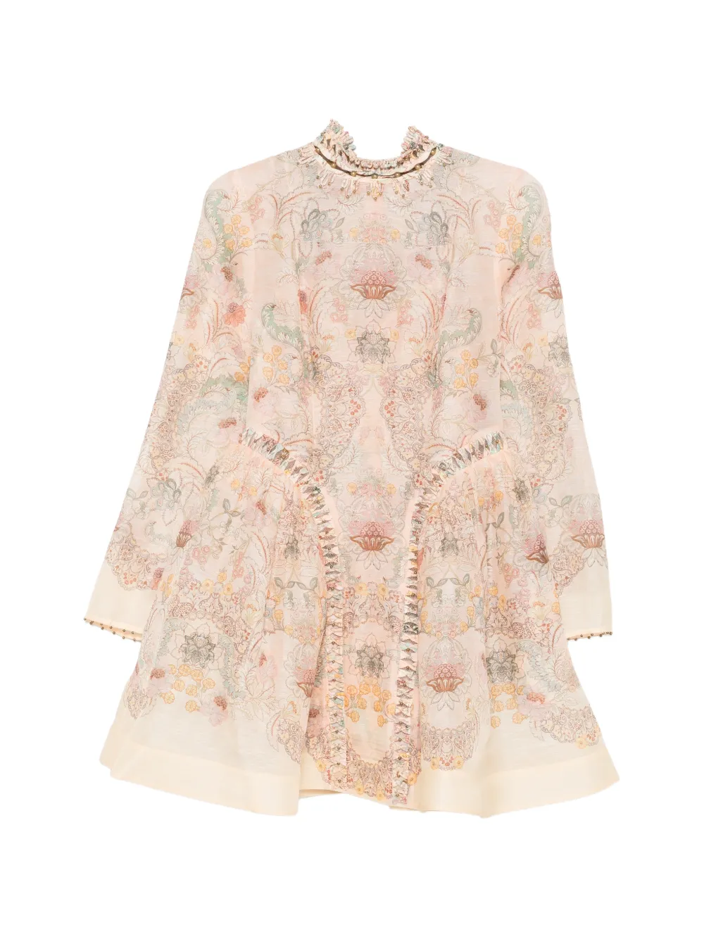 ZIMMERMANN floral-print high-neck mini dress - Neutrals