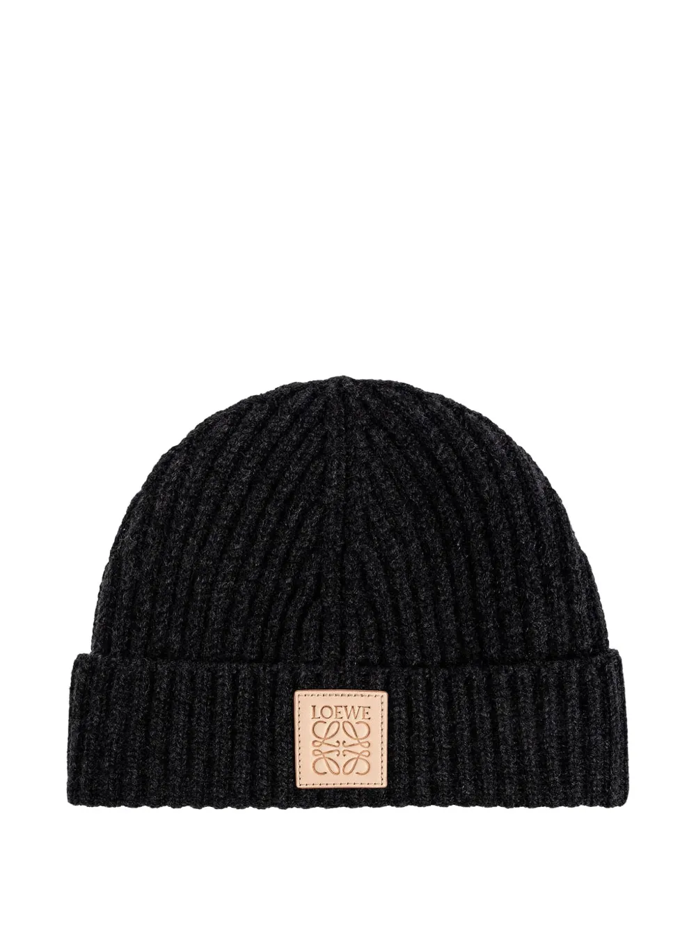 LOEWE ribbed logo-patch beanie hat - Nero