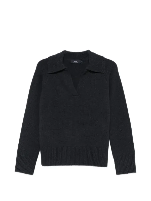 Arch4 V-neck Collared Sweater in Blue