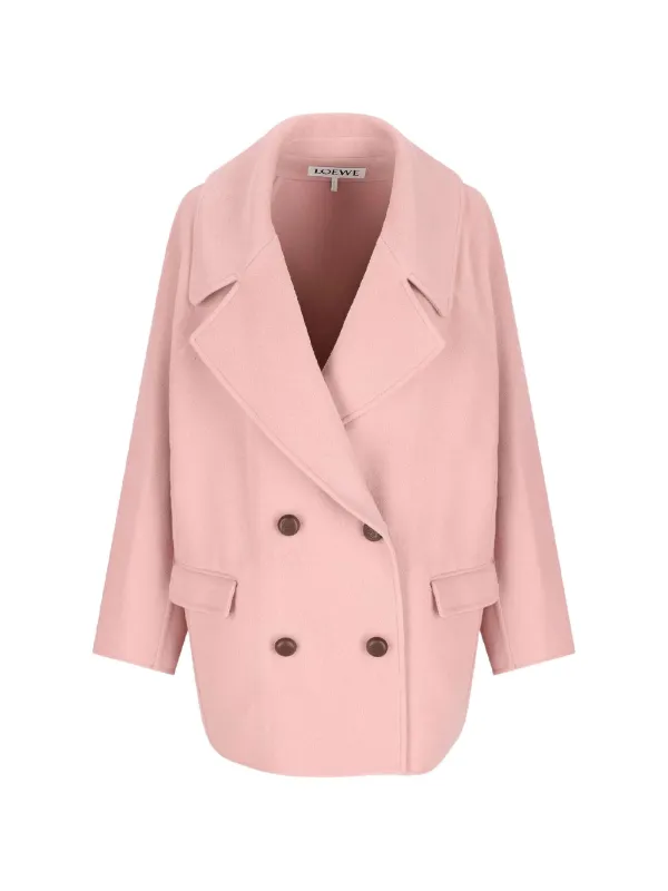 Loewe Short Coat in Wool in Pink