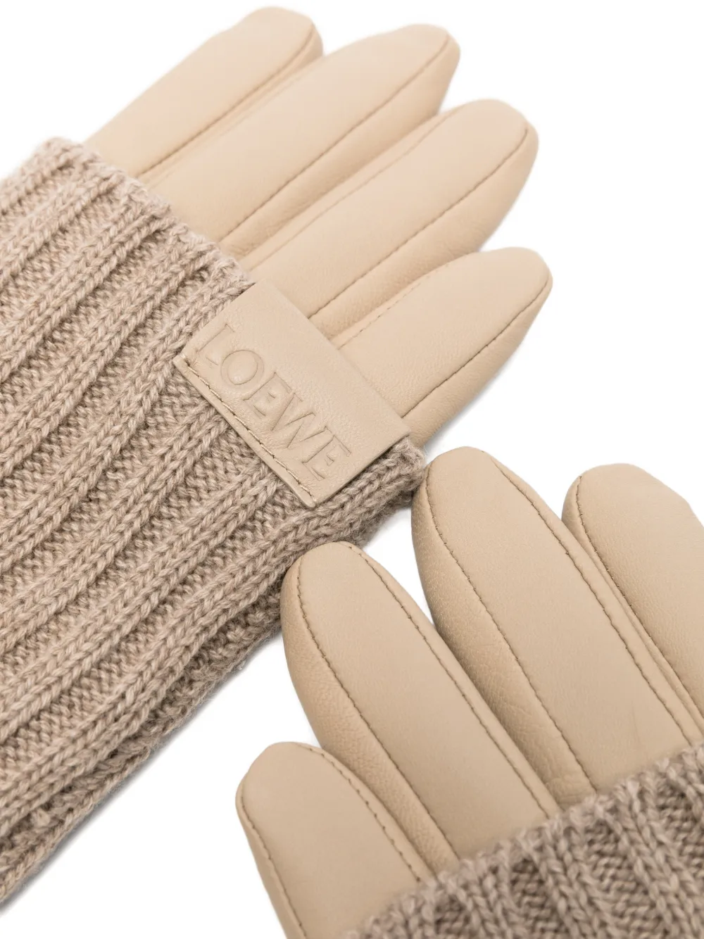  Loewe Ribbed Panel Gloves - Neutrals 