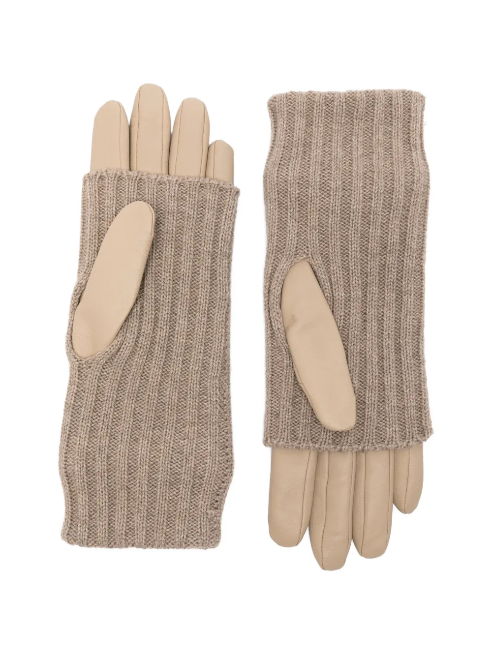  Loewe Ribbed Panel Gloves - Neutrals 