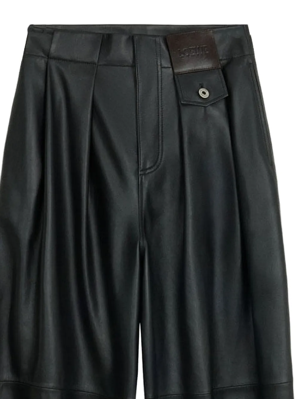  Loewe Pleated Leather Trousers - Black 
