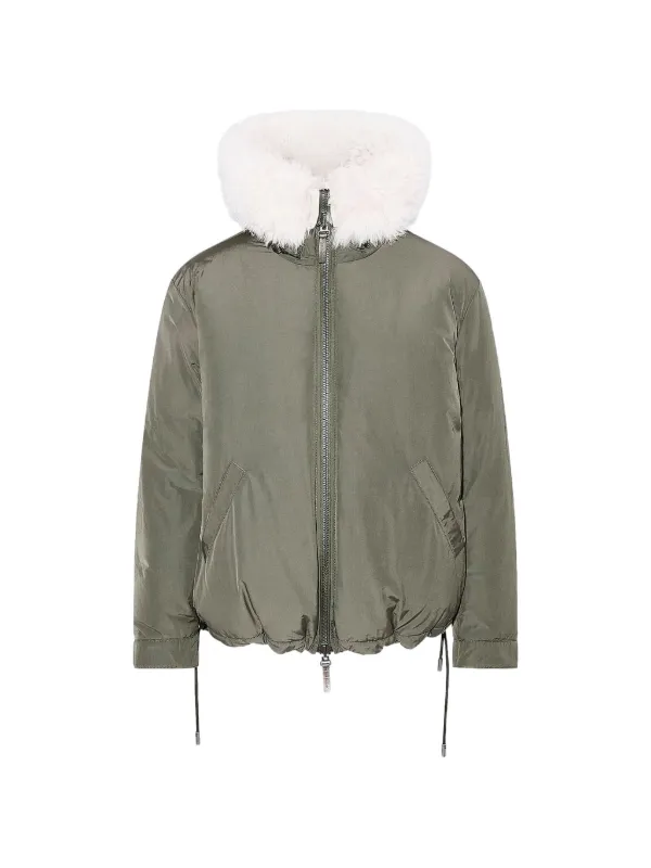 Yves Salomon Fur-hooded Jacket in Green