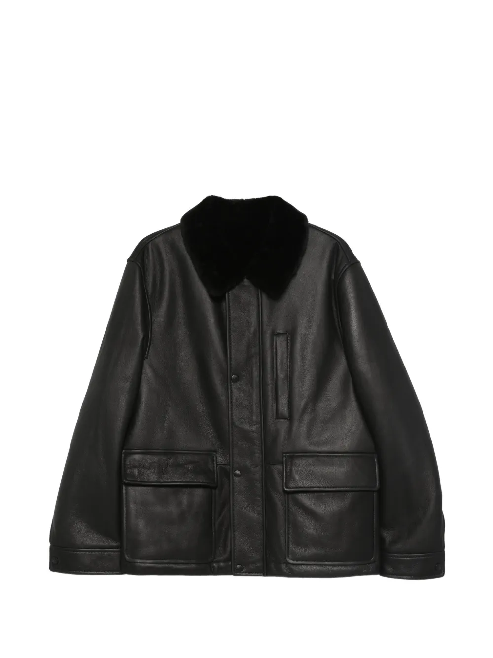 Yves Salomon collared pocket leather jacket - Nero