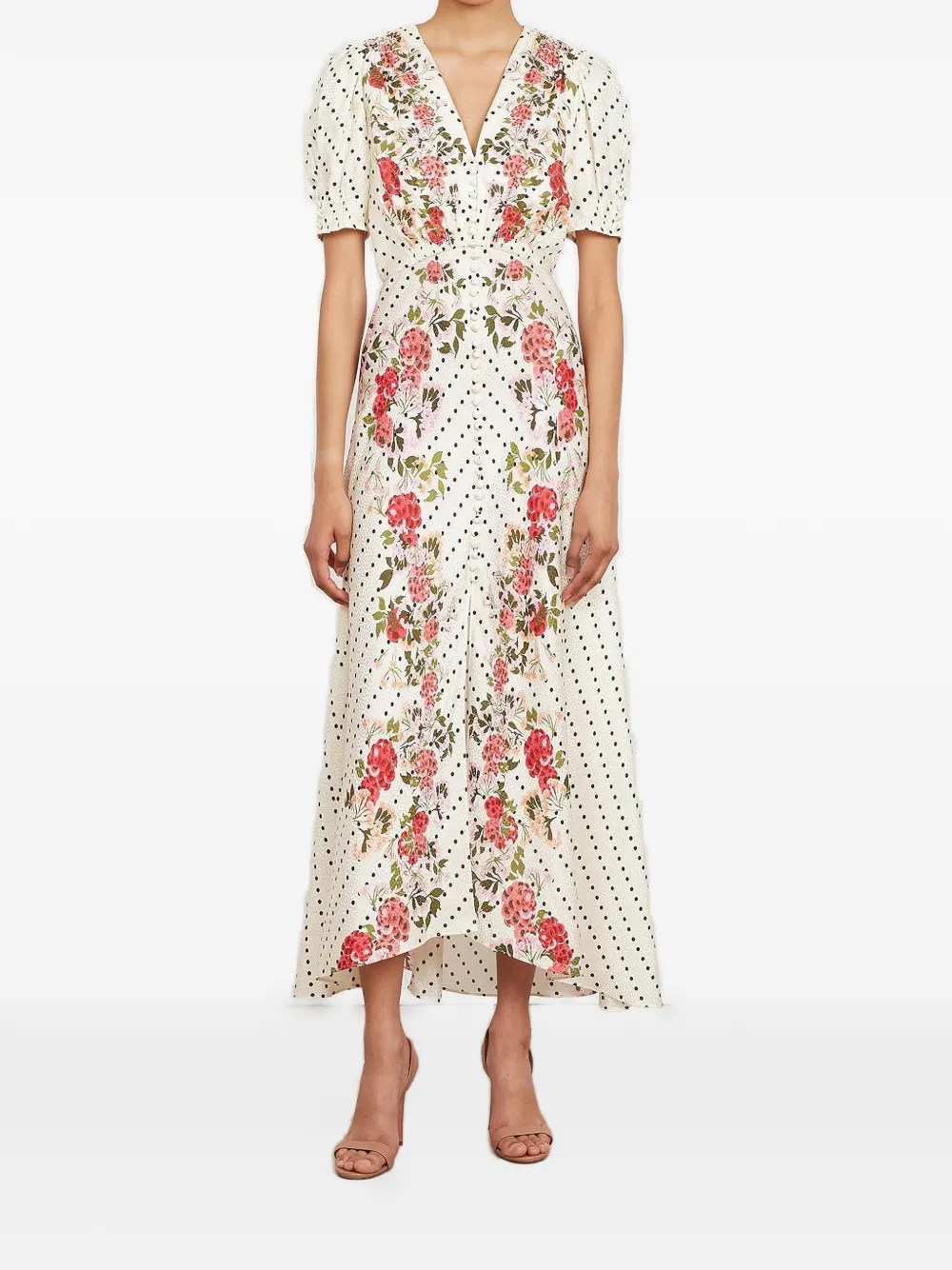 Lea Polka-Dot Floral Dress