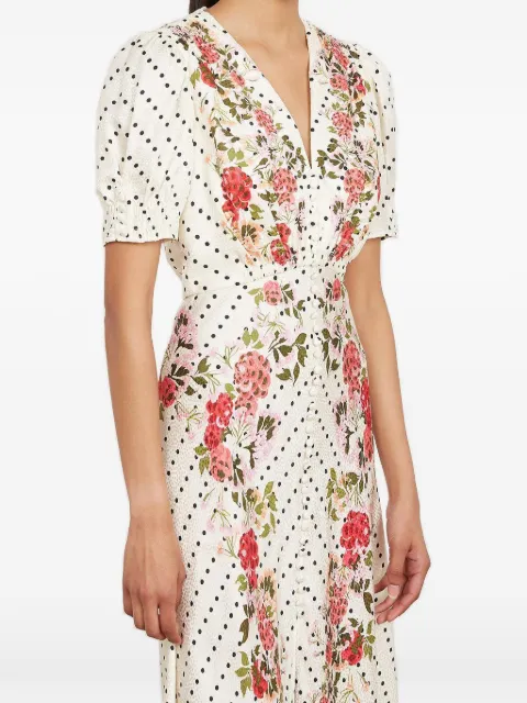 Saloni Lea polka-dot floral dress