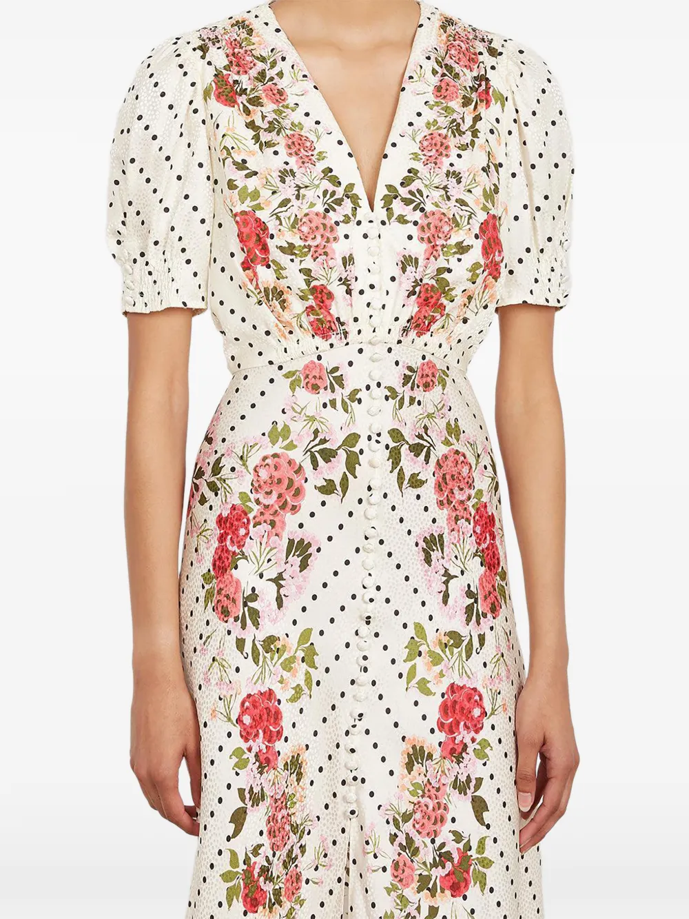 Lea Polka-Dot Floral Dress