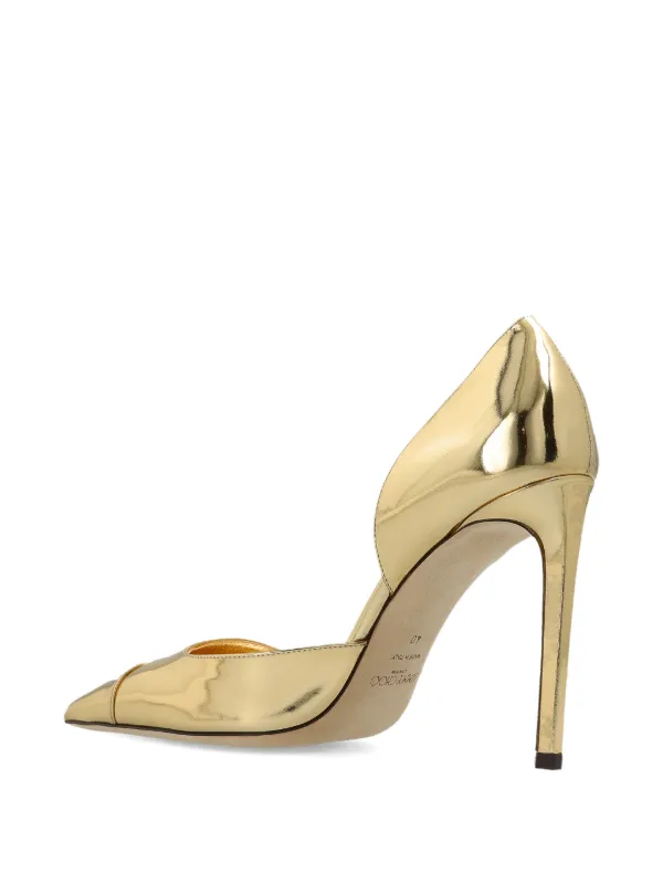 JIMMY CHOO ゴールド ハイヒール Jimmy Choo Brigitte pointed-toe Pumps | Gold | FARFETCH