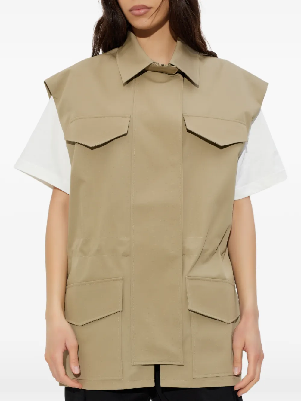  Iro Front-pocket Sleeveless Jacket - Neutrals 