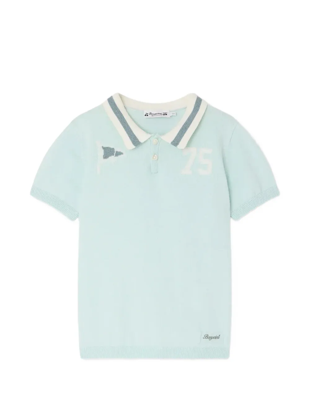 Bonpoint striped-collar short-sleeve top - Blu