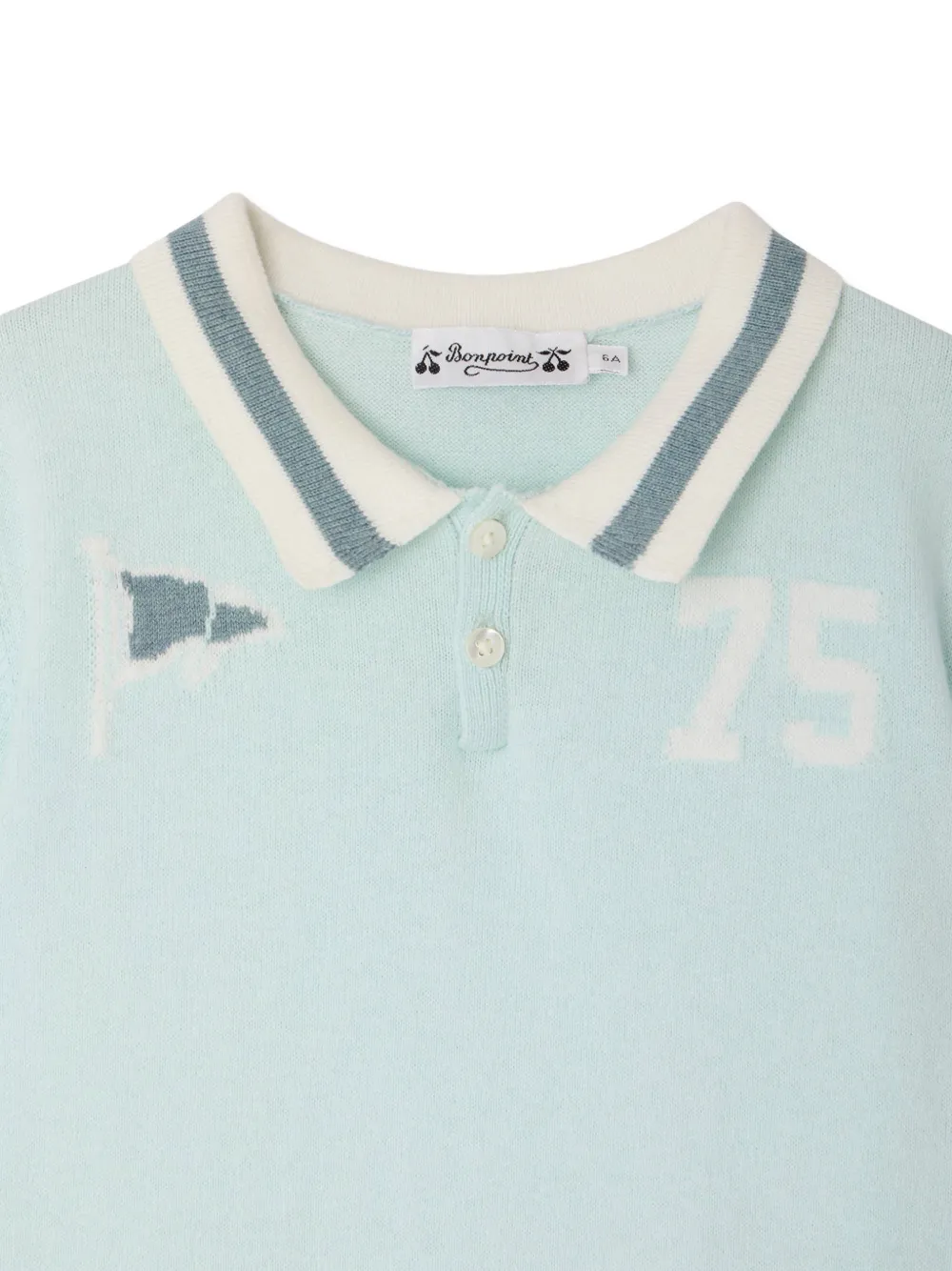  Bonpoint Polo Con Cuello A Rayas - Azul 