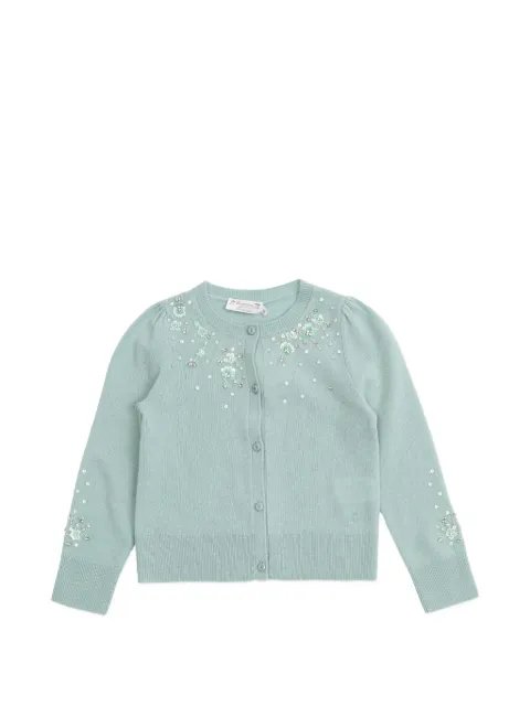 Bonpoint cárdigan con motivo floral y cuentas