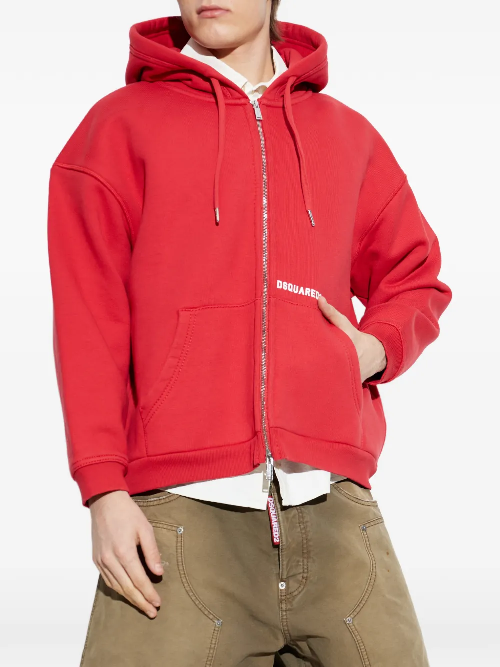 DSQUARED2 Hoodie met geborduurd logo Rood