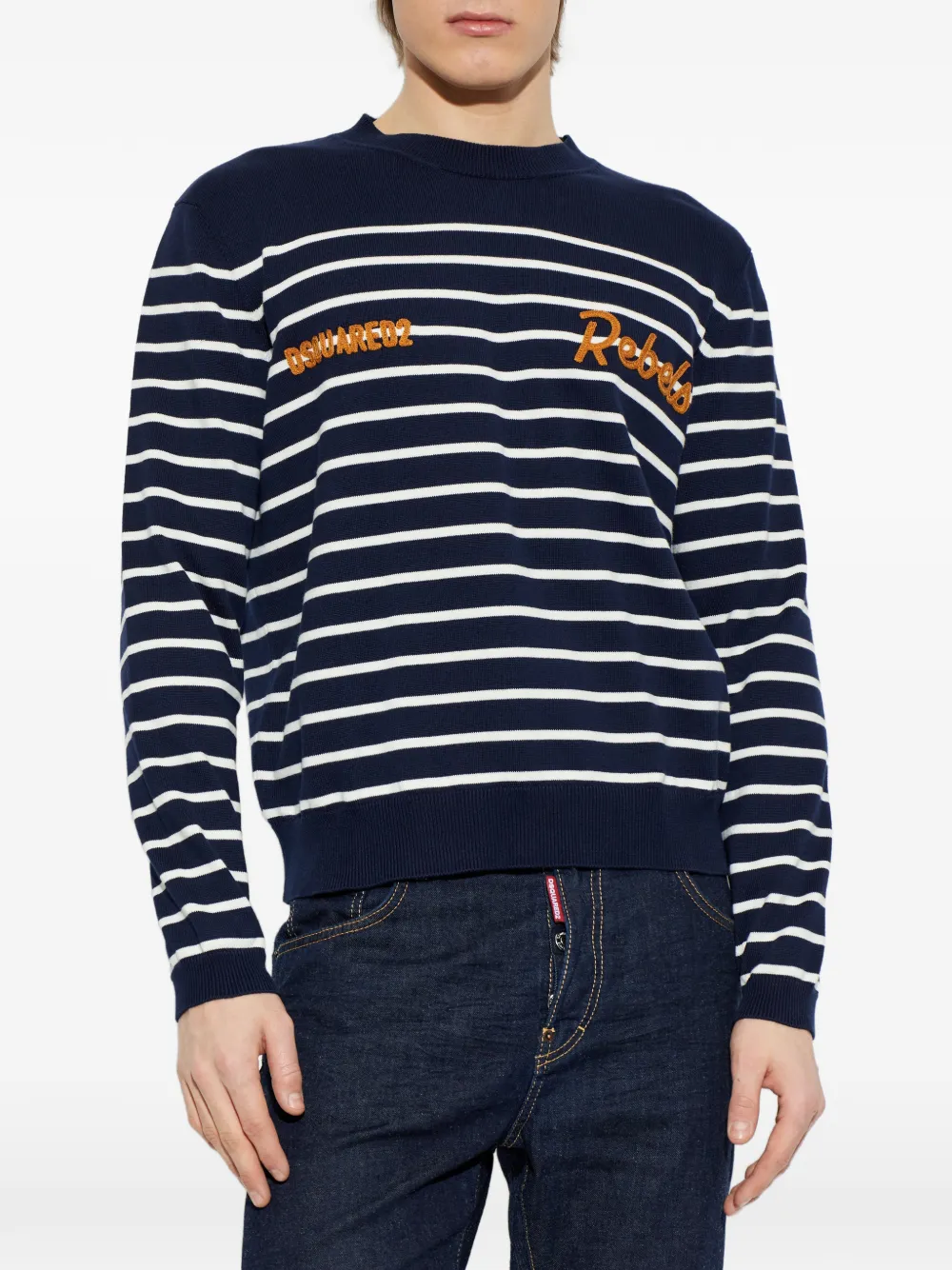  Dsquared2 Striped Crew-neck Sweater - Blue 