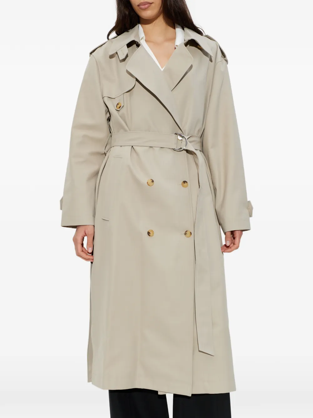  Iro Belted-waist Double-breasted Coat - Neutrals 