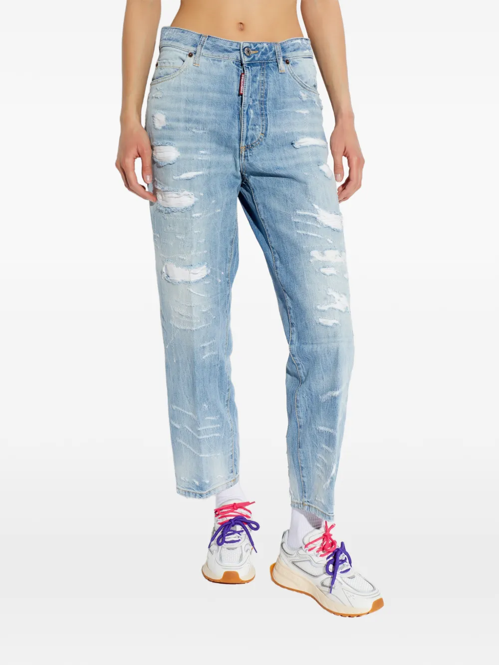  Dsquared2 Vaqueros Boston Con Detalle Envejecido - Azul 