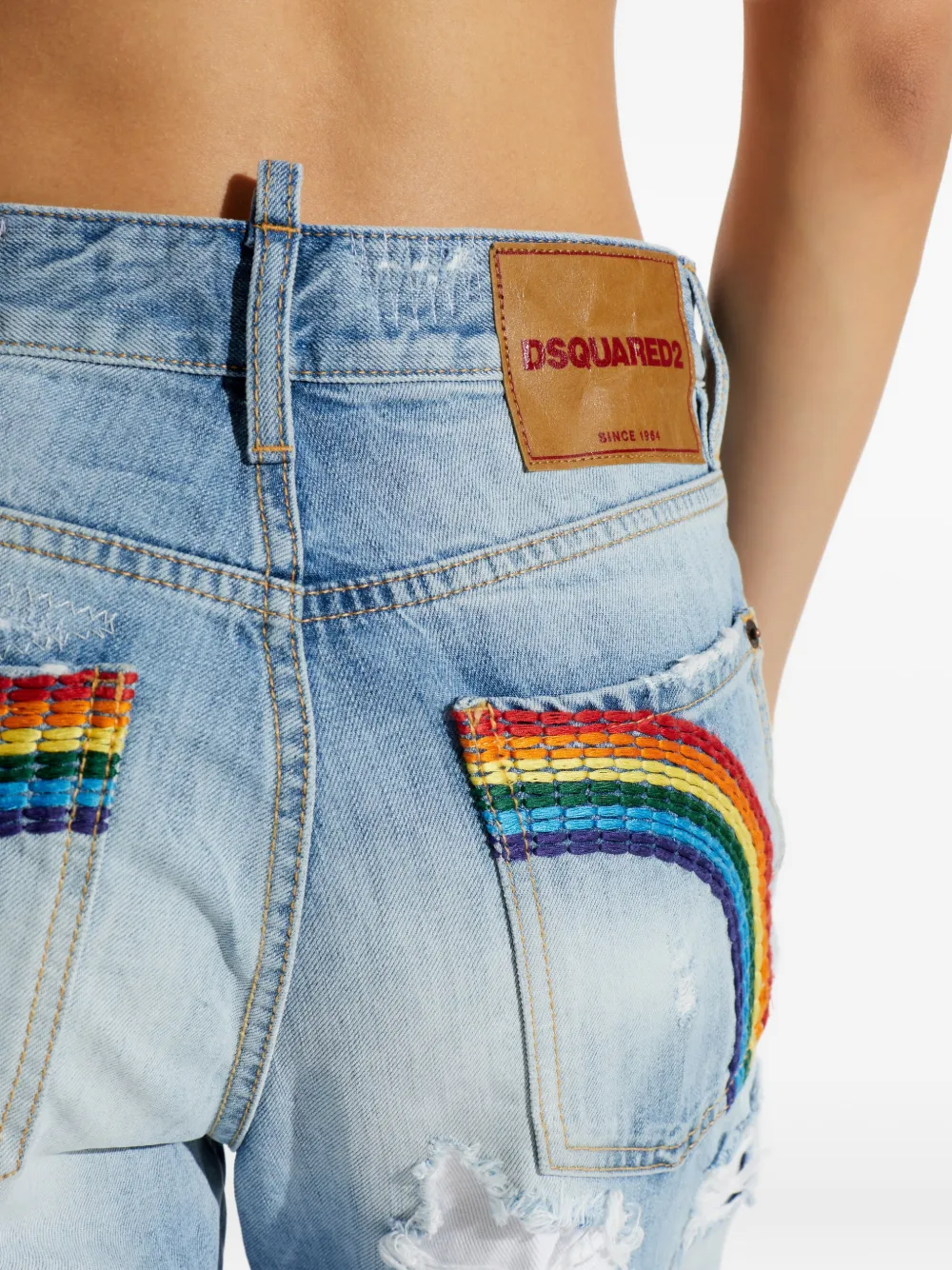 DSQUARED2 Boston jeans met gerafeld detail Blauw