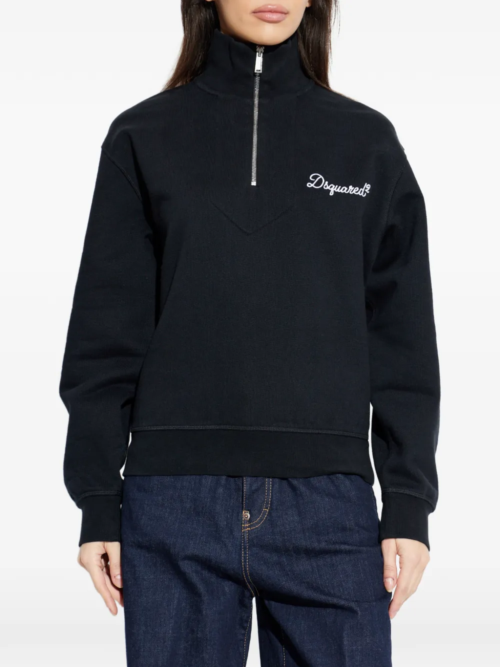 DSQUARED2 Sweater met halve rits Zwart