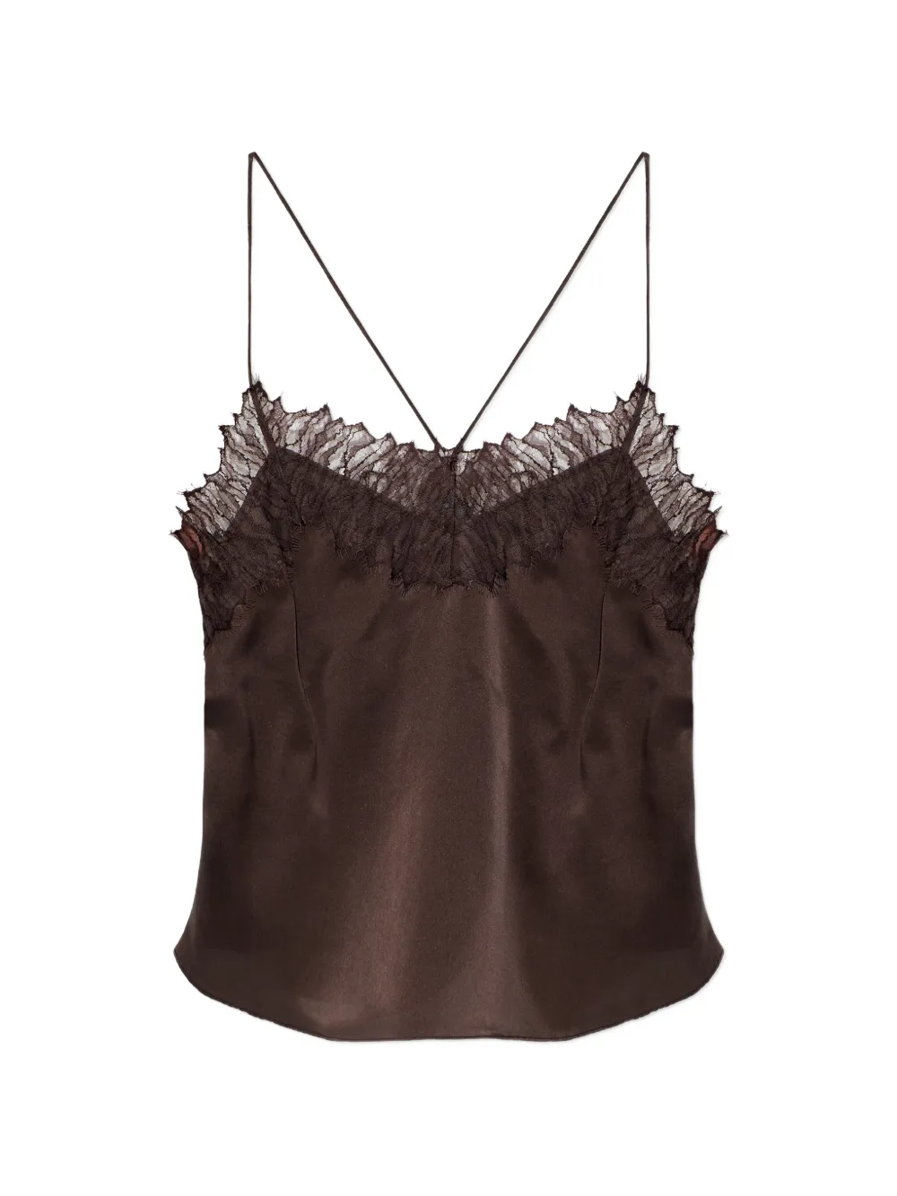 IRO lace-trim sleeveless blouse - Marrone