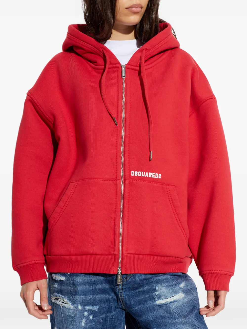 Zip-Up Logo-Detail Hoodie