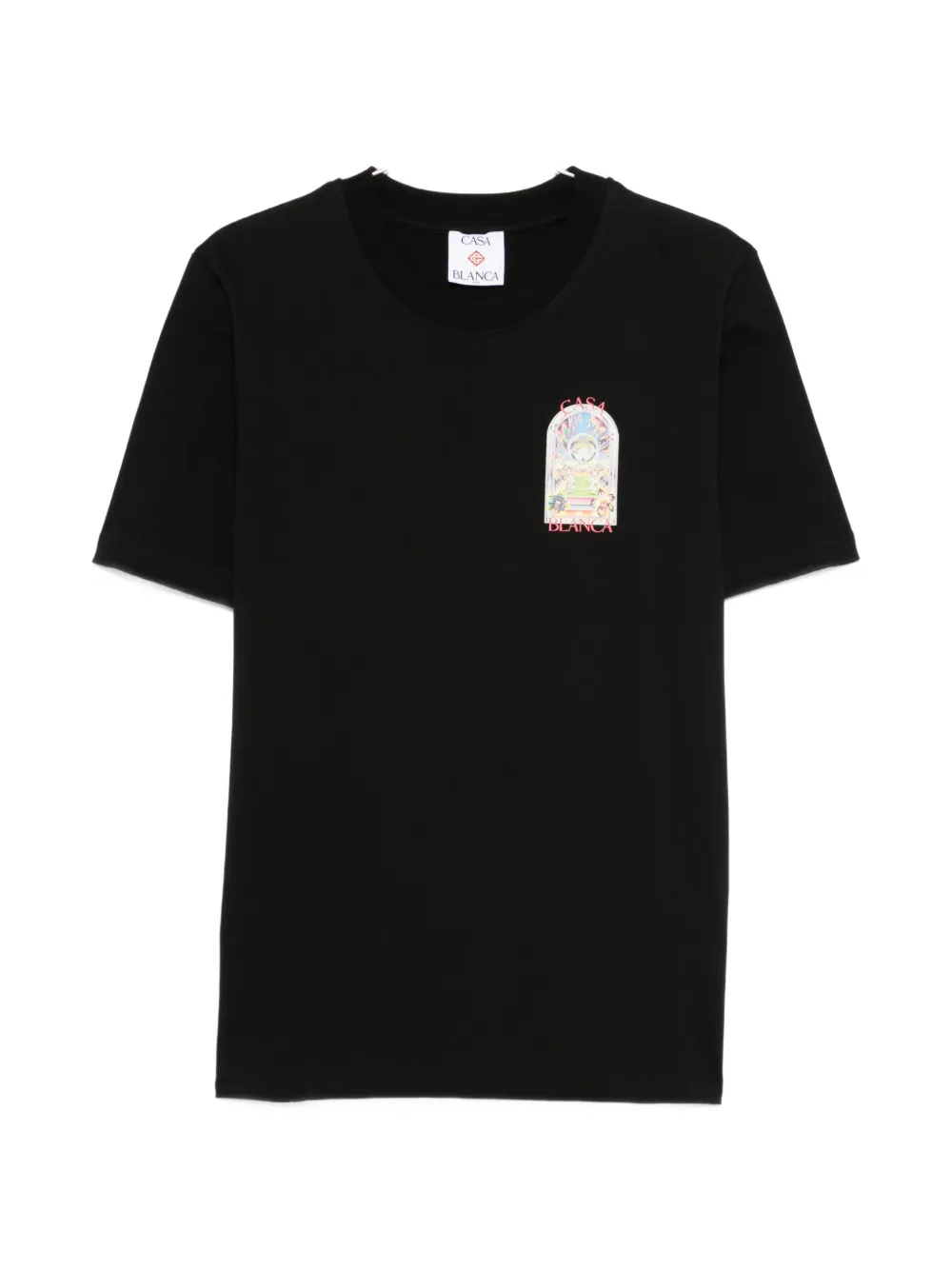 Casablanca Men Black Crewneck T-shirt With Logo Detail On The Front And Maxi Logo On The Rear In Cot In Black