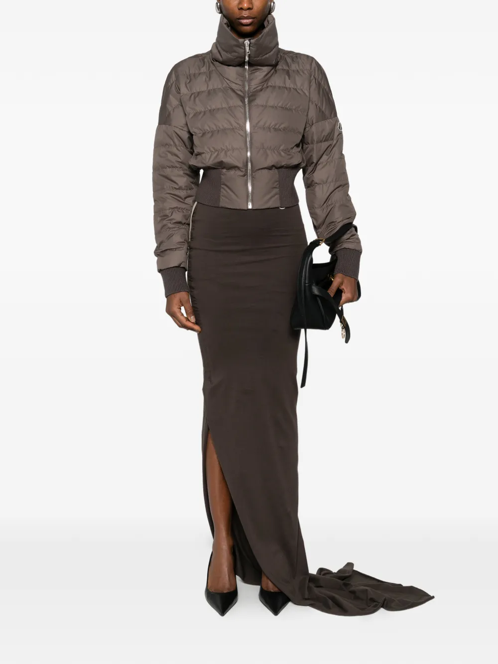 Moncler Cropped jack met trechterhals Bruin