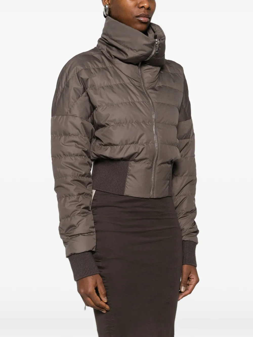 Moncler Cropped jack met trechterhals Bruin