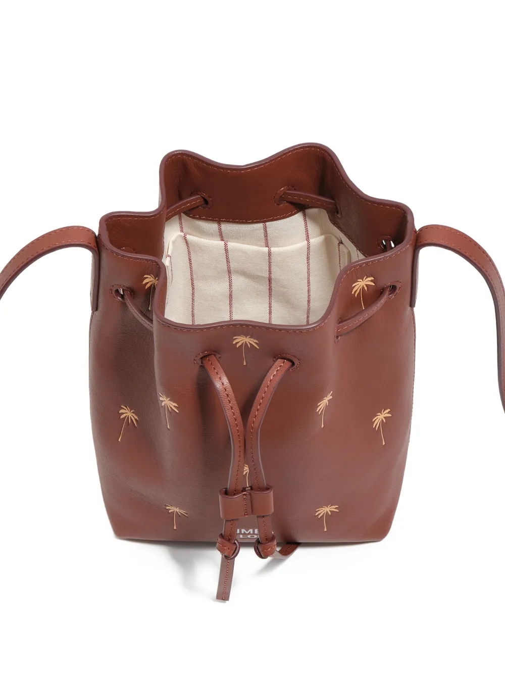 Small Palm-Tree Print Drawstring Bucket Bag