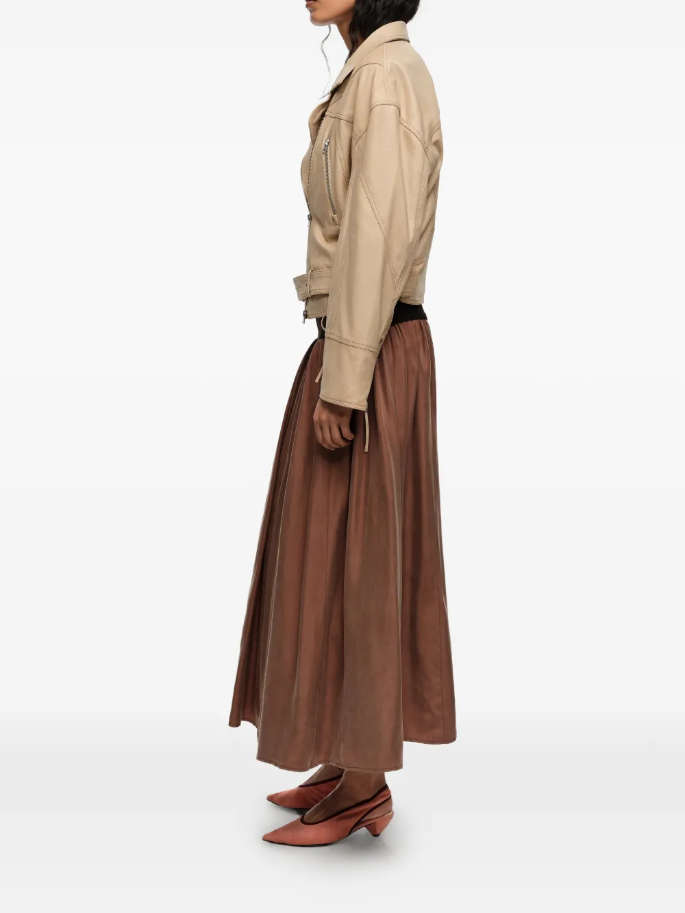 BIMBA Y LOLA Flared rok met cupro-effect en verwassen effect Beige