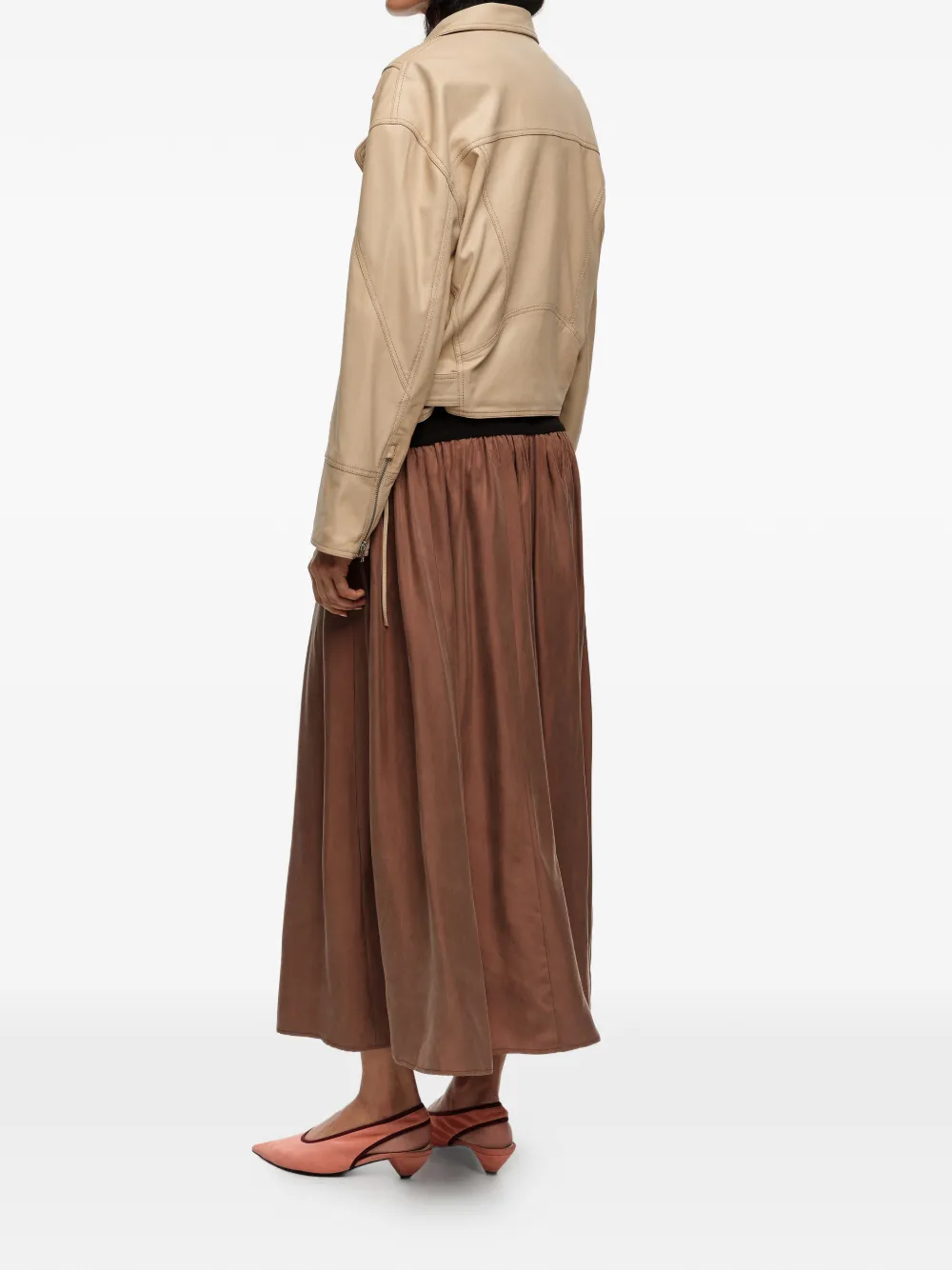 BIMBA Y LOLA Flared rok met cupro-effect en verwassen effect Beige