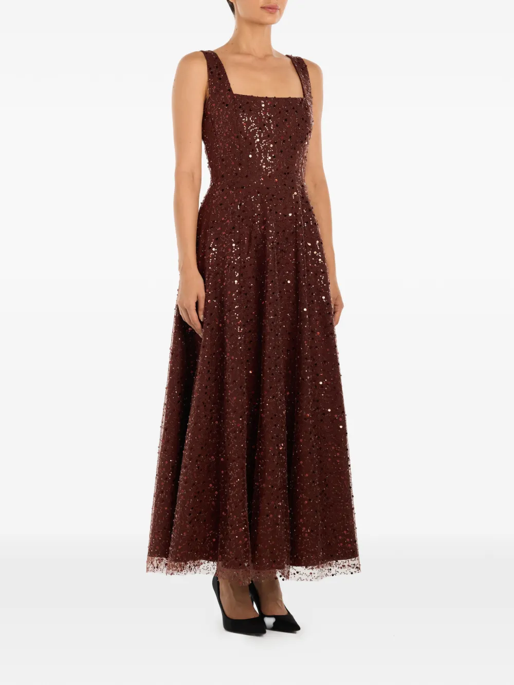  Post Meridiem Sequin-embellished Maxi Dress - Brown 