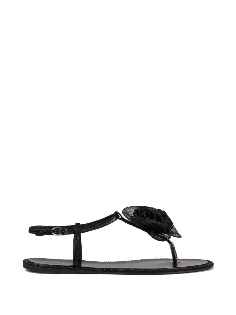 Le Silla Platte sandalen met roospatch Zwart