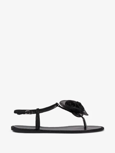 Le Silla rose-applique flat sandals 