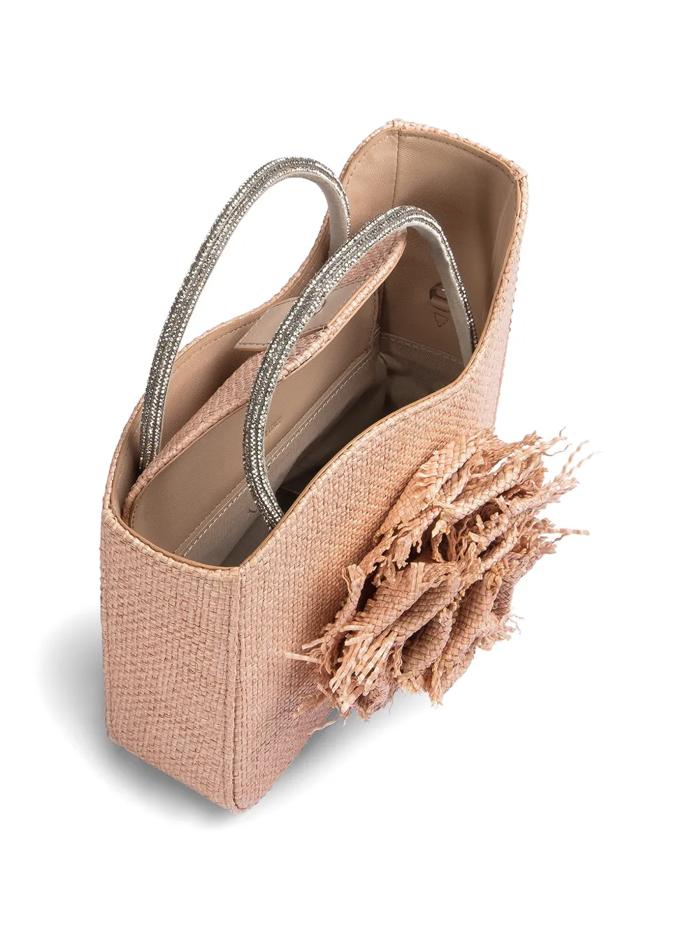 Le Silla Rose kleine shopper met franje en bloem Roze