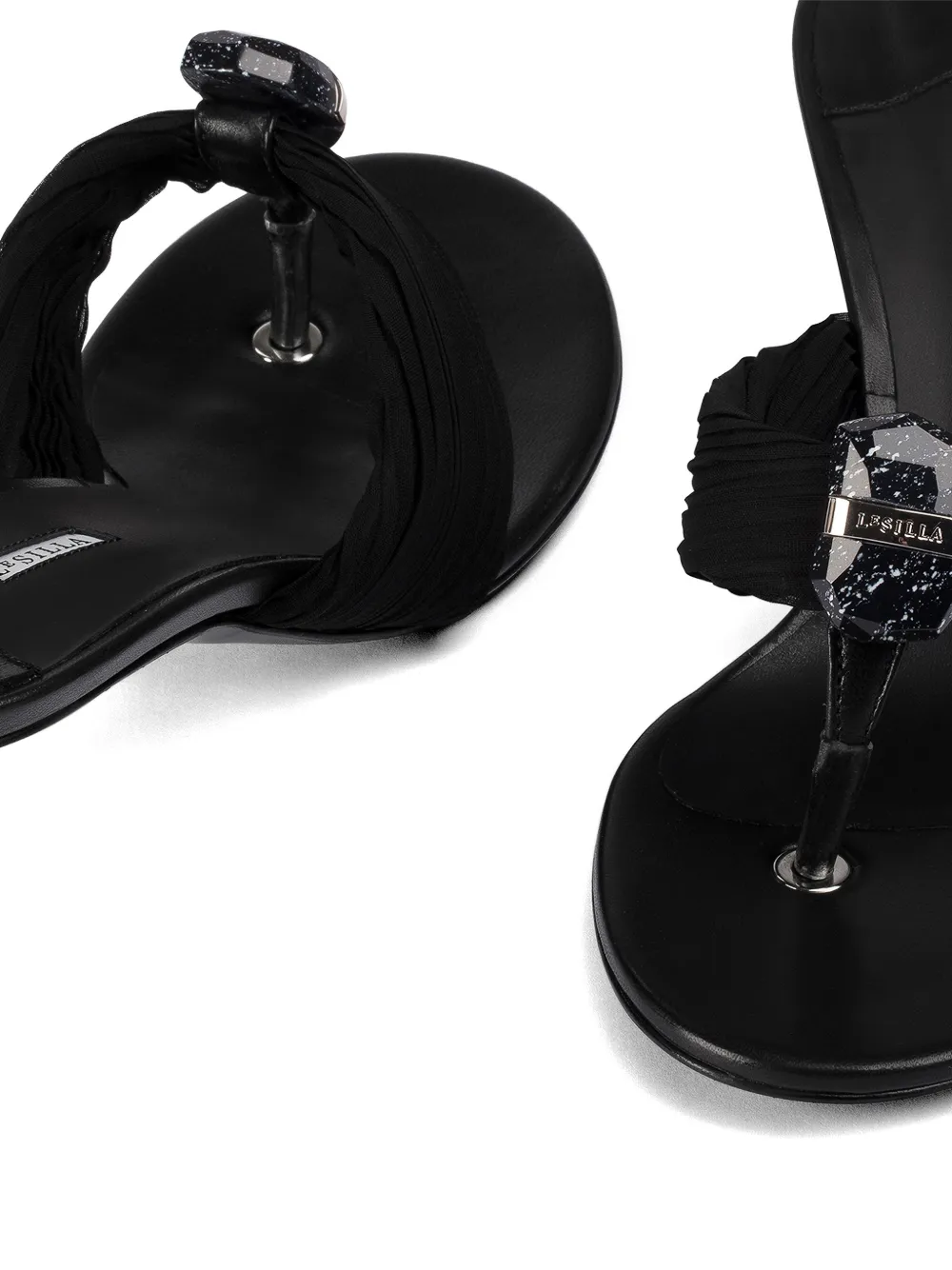 Le Silla Numa geplooide verfraaide sandalen Zwart