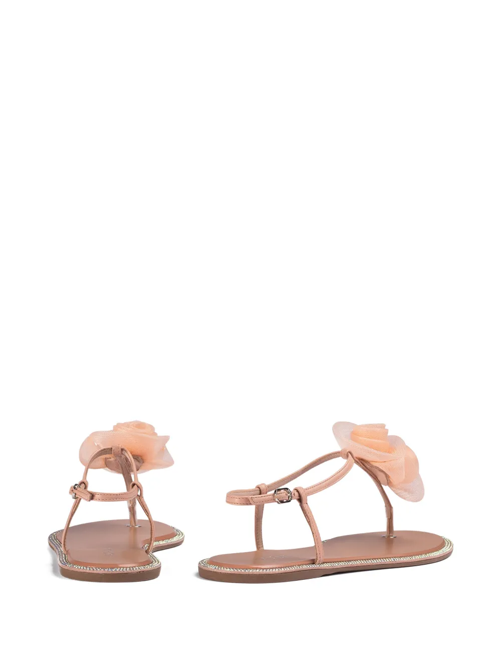 Le Silla Platte sandalen met bloemapplicatie Beige