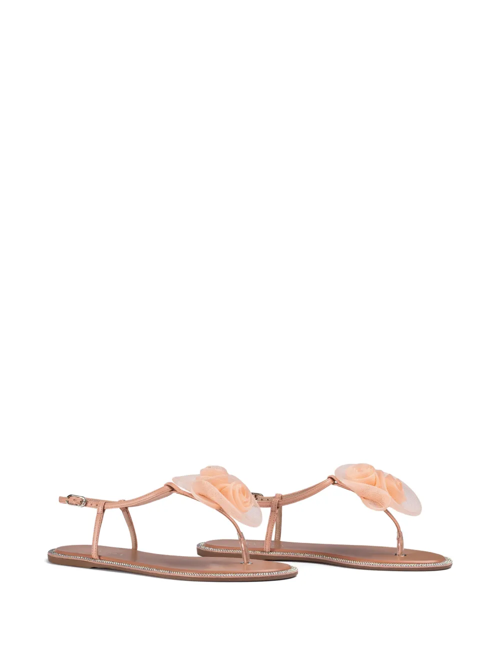 Le Silla Platte sandalen met bloemapplicatie Beige