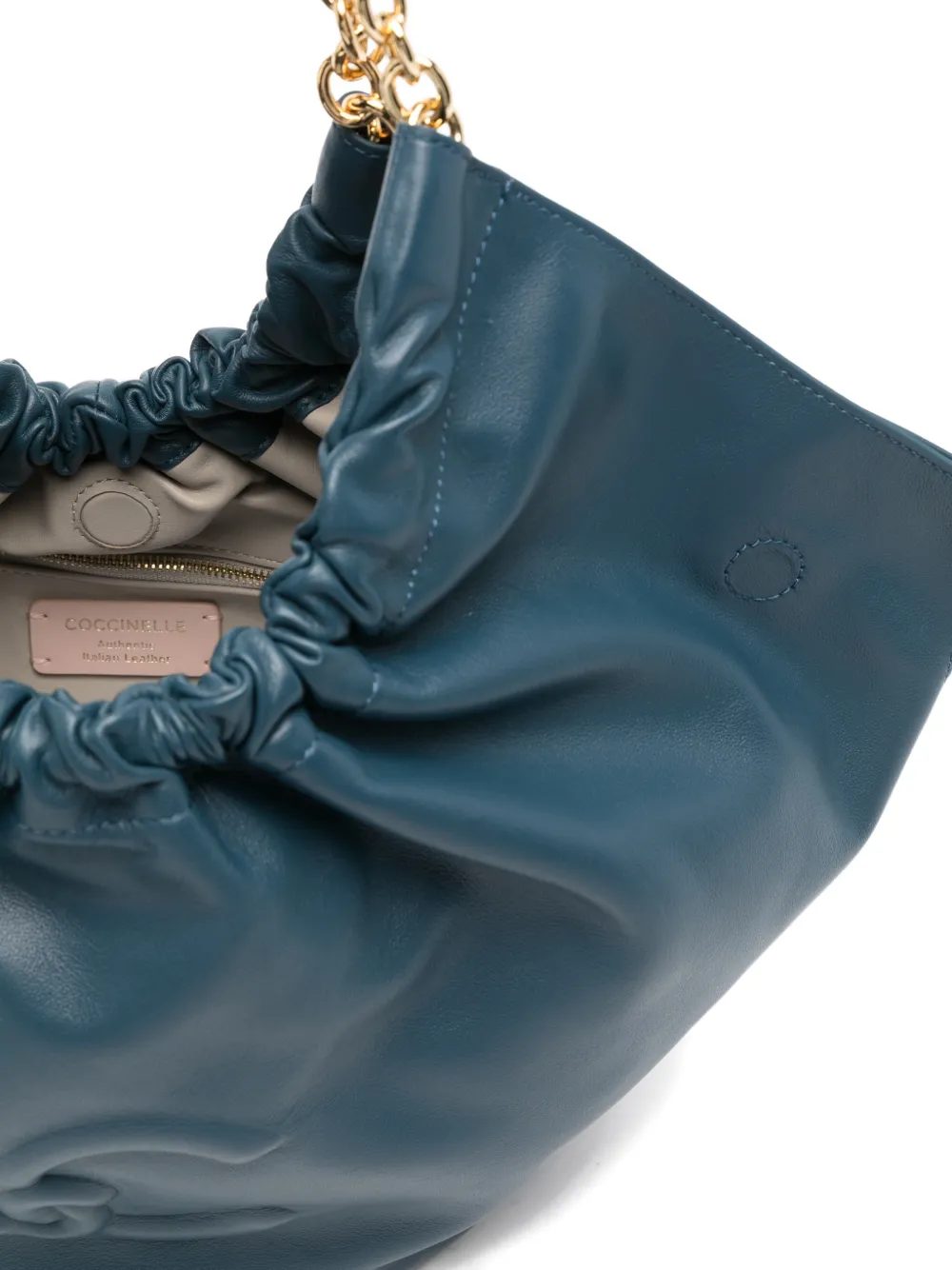 Coccinelle Medium Smash leren schoudertas Blauw