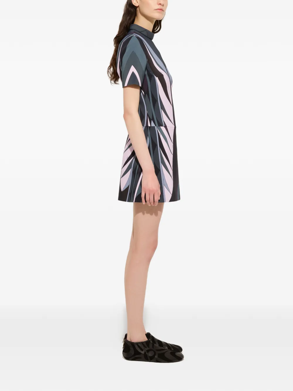 PUCCI Volute flared jurk met print Blauw